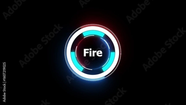 Fototapeta Futuristic circular interface with glowing blue and red accents