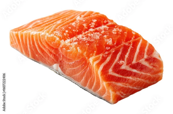 Fototapeta Fresh salmon fillet preparation kitchen food culinary environment top view isolated on transparent background