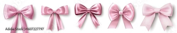 Obraz Four pale pink satin bows, isolated on white