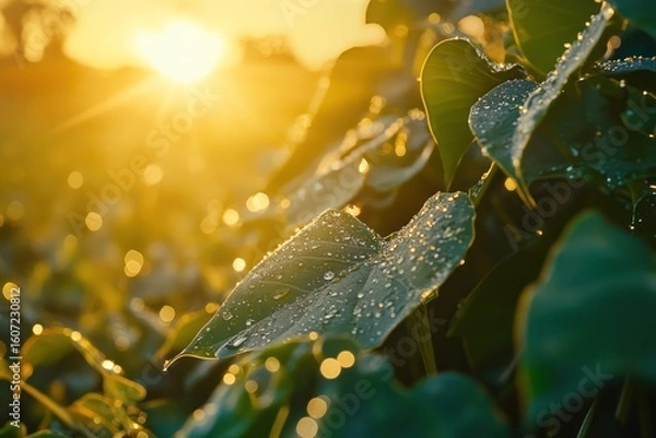 Fototapeta Morning dew on the grass By Generated AI