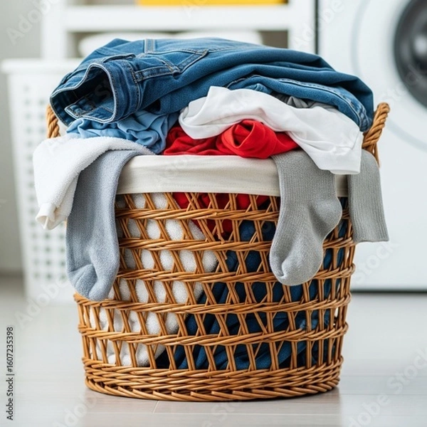 Fototapeta laundry basket with clothes