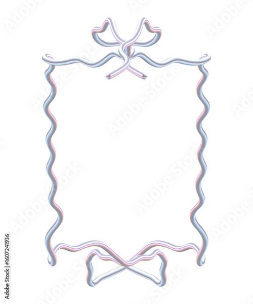 Fototapeta Baroque-Inspired Ribbon Frame Clipart. 3D Twisted Border in Pearlescent Pink and Blue Tones. Luxe Digital Decor for Invitations, Branding, or Journals.