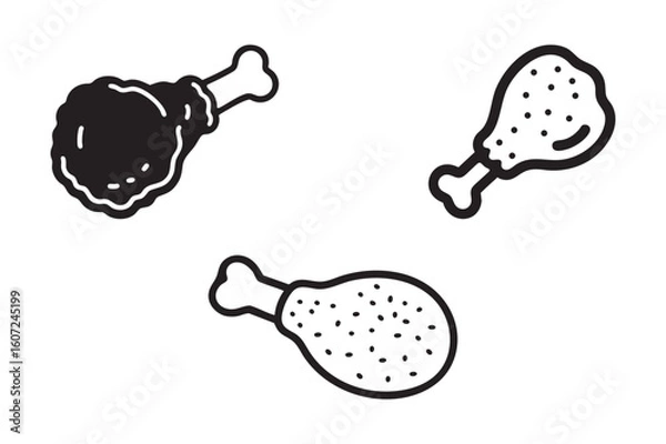 Fototapeta Chicken Drumstick Icon Vector Set