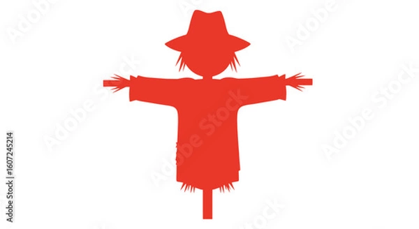 Fototapeta Vibrant scarecrow silhouette against a clean backdrop, embodying autumn and farming aesthetics with bold, eye catching colors creating a striking
