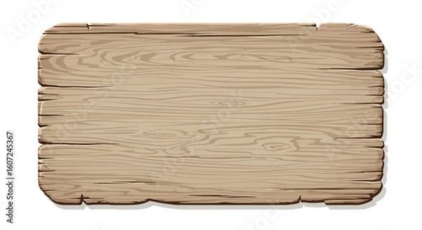 Fototapeta Detailed illustration of a weathered wooden plank signboard with light brown tones and natural wood grain patterns for creative projects