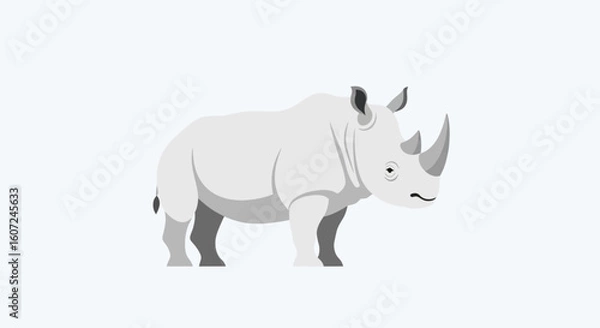 Fototapeta Minimalist rhinoceros illustration showcases a clean vector design against a bright backdrop