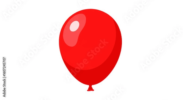 Fototapeta Vibrant vermilion balloon hovering, representing celebration, joy, party decorations and cheerful festivities, isolated against a stark white canvas