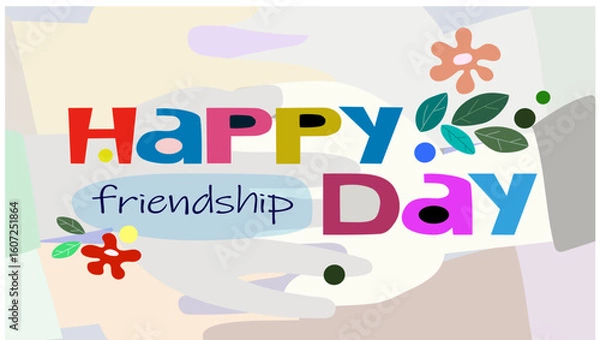 Obraz Happy Friendship Day. Banner. Vector typographic design. Poster, postcard or background. The concept of friendship, unity and love.