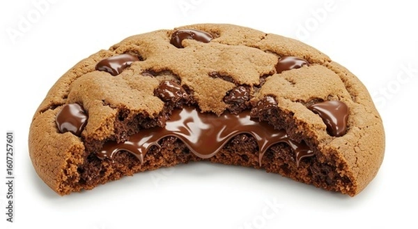 Obraz Broken Chocolate Chip Cookie with Melted Chocolate Center