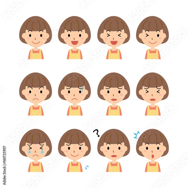 Fototapeta 女性　表情　セット