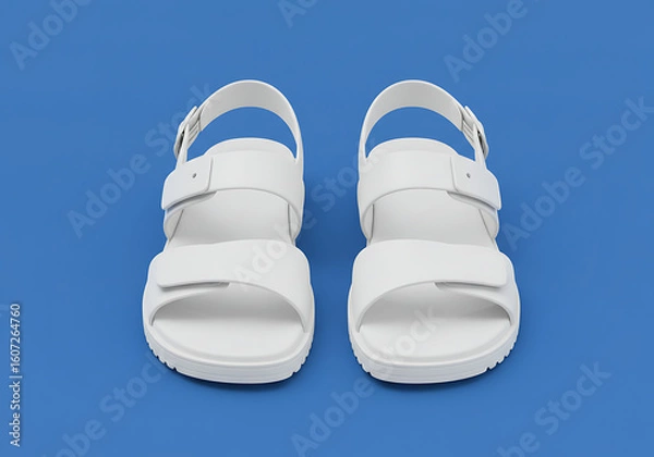 Fototapeta baby shoes on blue background