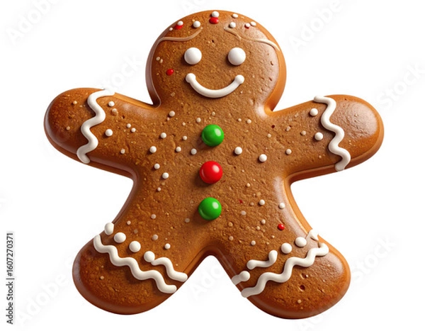 Obraz Classic Gingerbread Man Cookie with Icing Details – Transparent PNG (2)