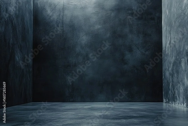 Fototapeta Dark, textured concrete interior corner