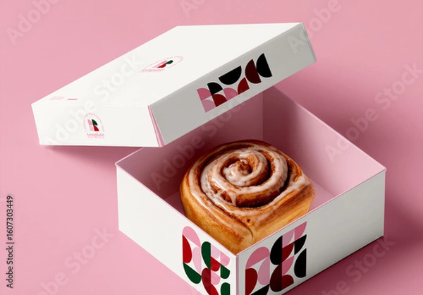 Fototapeta Cinnamon Roll Packaging Box Mockup