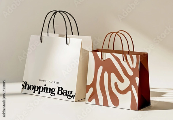 Obraz Two Shopping Bag Mockups with Shadow