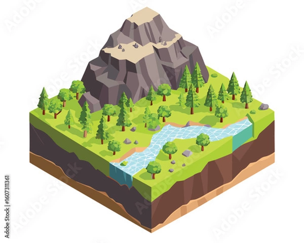 Obraz realistic isometric little on forest vector