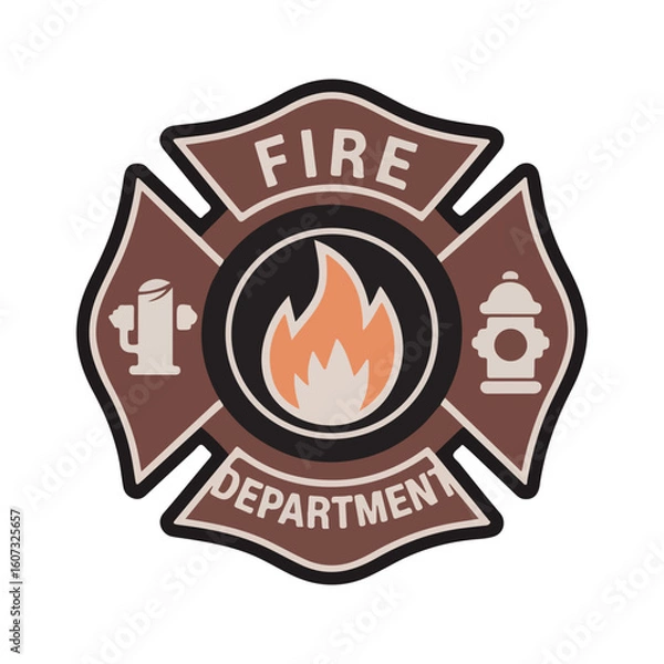 Obraz Fire Department Maltese Cross Emblem vector illustration on white background