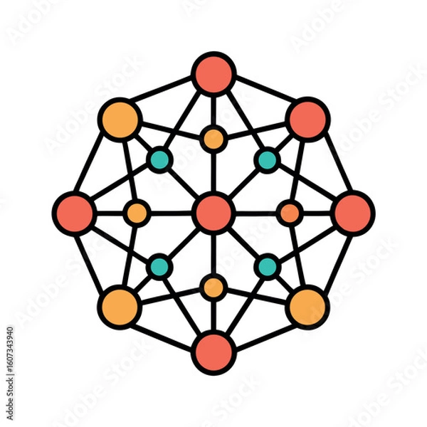 Obraz Neural Network Vector Icon | Artificial Intelligence Illustration Digital Brain Design