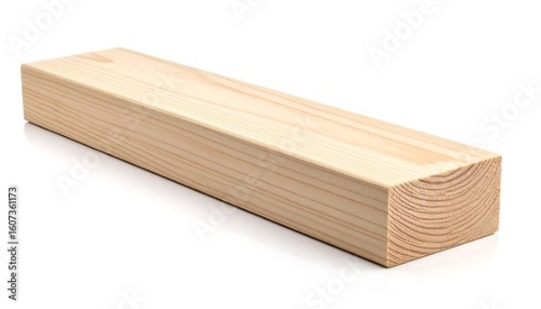 Obraz Light-colored wooden beam on white background