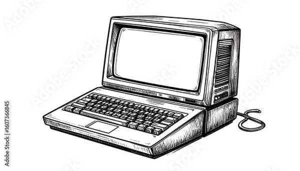 Fototapeta Vintage computer drawing
