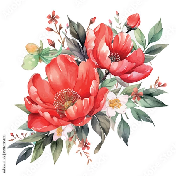 Obraz Red roses and pink tulips bloom beautifully in a vibrant summer garden, their petals forming a colorful bouquet