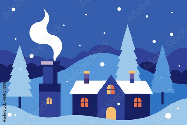 Obraz winter landscape with house