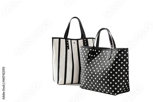 Obraz  white black tote bags isolated on white background PNG , AI GENERATED