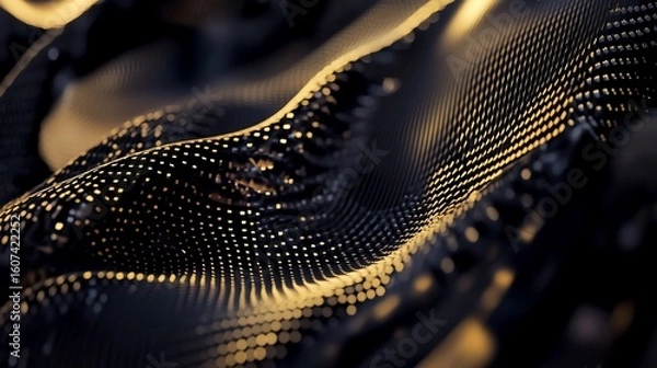 Obraz Abstract golden dots on flowing dark surface with subtle motion for background