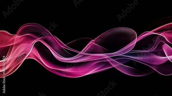 Obraz Abstract pink and purple gradient wave pattern on a black background design