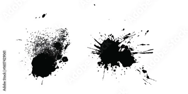 Fototapeta ink blots and splats. detailed ink splats Hyperrealistic Highly Detailed Isolated On Transparent Background	