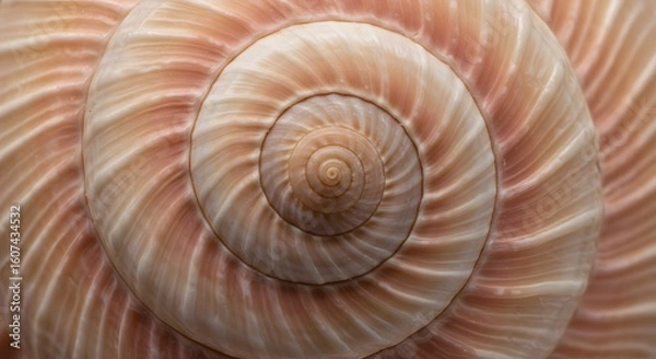 Fototapeta An ultra-detailed macro texture of seashell surfaces with spiral ridge
