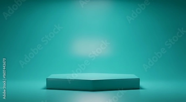 Fototapeta Teal Product Display Podium Minimalist Mockup