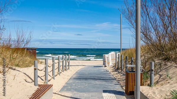 Fototapeta entrance to the beach in Wladyslawowo