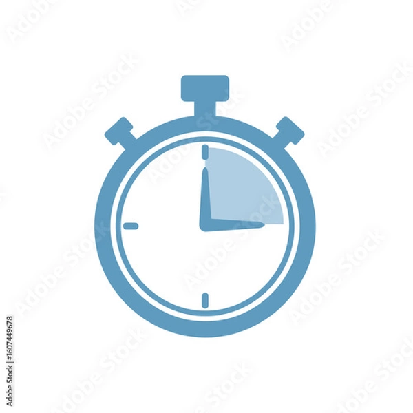 Fototapeta Simple Blue Stopwatch Icon with Segmented Time Display.
