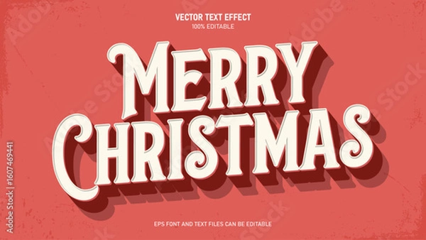 Fototapeta Merry christmas 3d vintage style text effect