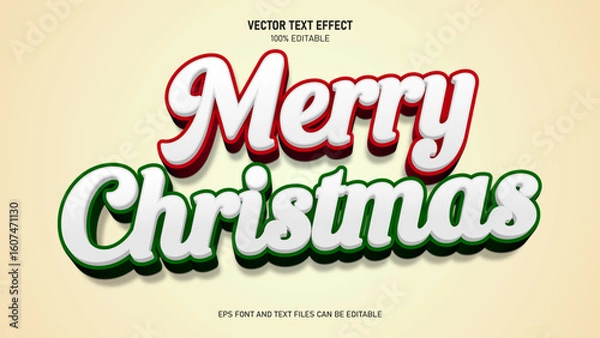 Fototapeta Merry christmas text effect, Editable stylish text effects