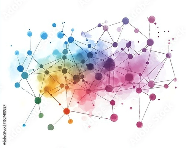 Obraz Abstract network design with watercolor effects