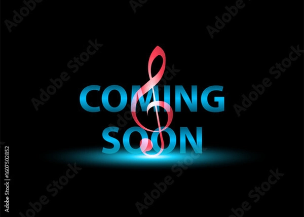 Obraz Musical notes with the word COMING SOON. Perfect for additional design, coming soon design, Web, Internet, Website, etc.