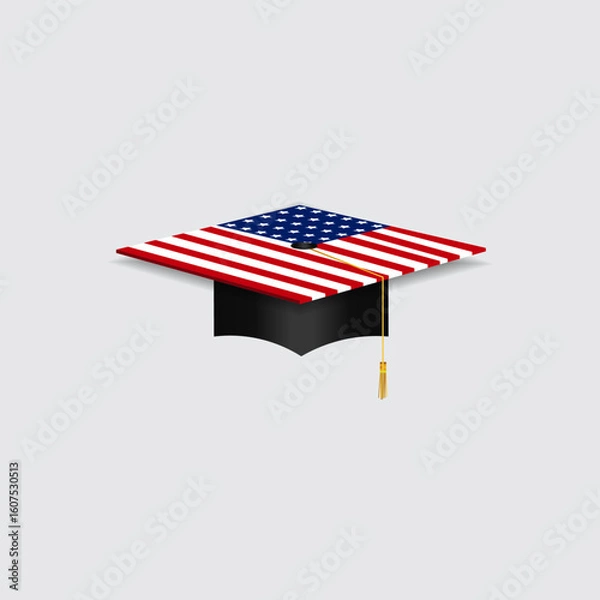 Obraz Graduation cap hat isolated on white background vector illustration