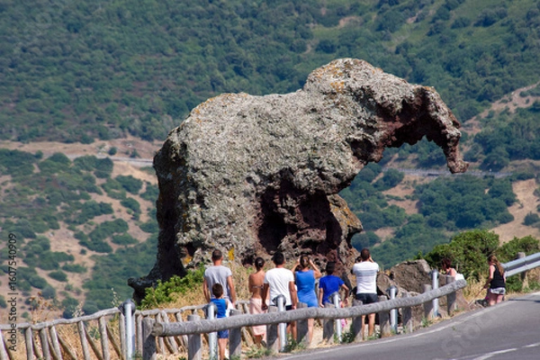 Fototapeta Elephant rock, one of the symbols of Sardinia. from Castelsardo to Sedini, , a nice Domus de Janas shaped by the wind, that took the form of an elephant.