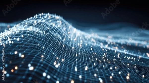 Fototapeta Abstract digital network pattern with glowing points.