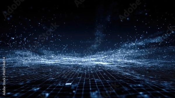 Fototapeta Abstract digital network landscape.