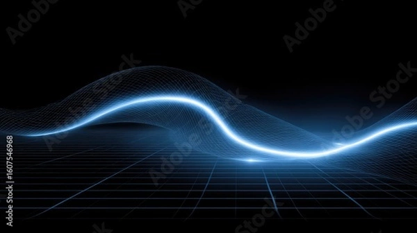 Fototapeta Abstract digital wave design on a grid background.