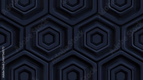 Fototapeta Dark navy blue hexagonal pattern with depth.