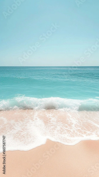 Fototapeta Smooth gradient blending marine shadow, blue agave, frosted foam, and coral veil creates a fresh, calming background symbolizing tranquility, renewal, softness, and gentle warmth.

