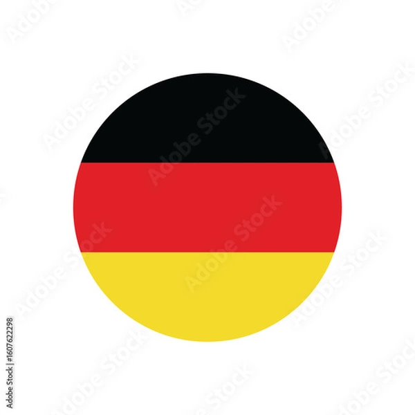 Obraz germany flag icon in circular shape, german national symbol on transparent PNG.