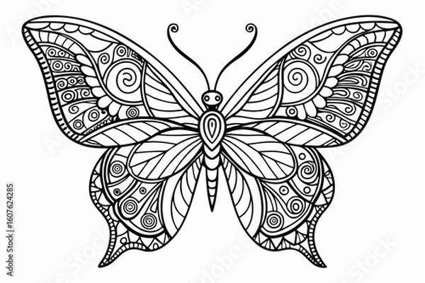 Obraz A striking vintage black butterfly silhouette vector illustration for tattoo design or nature decoration