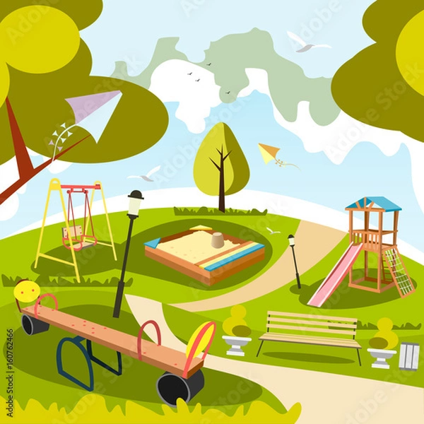 Obraz Park and playground cartoon