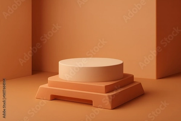 Fototapeta Elegant product display platform in peach tones