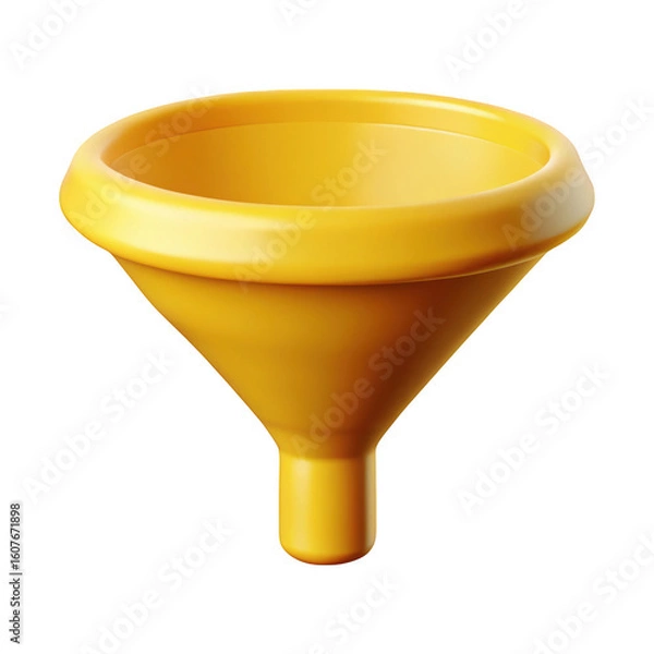 Fototapeta Golden yellow funnel 3d render isolated on transparent background